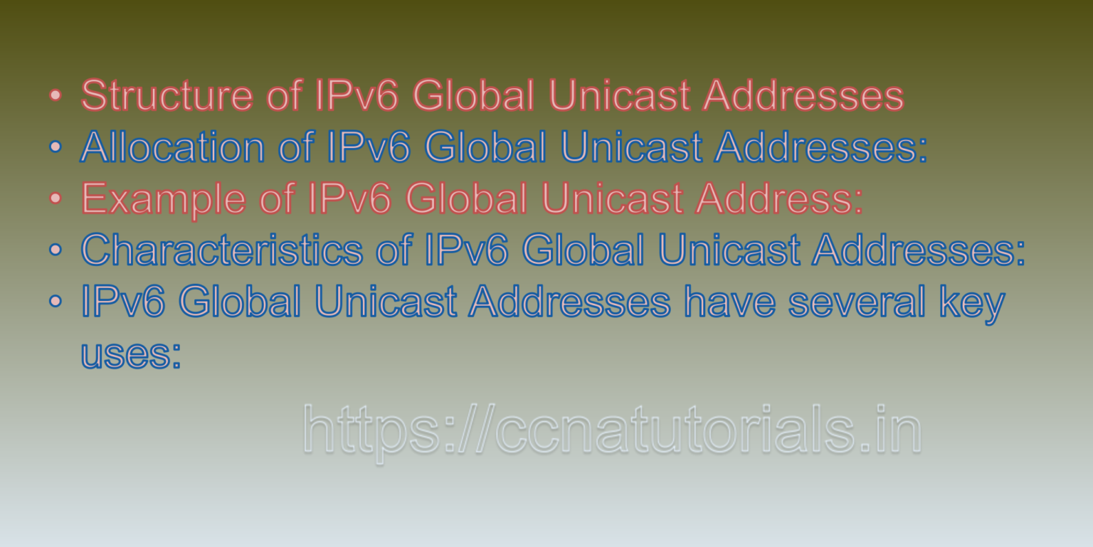 Ipv6 Global Unicast Addresses Ccna Tutorials